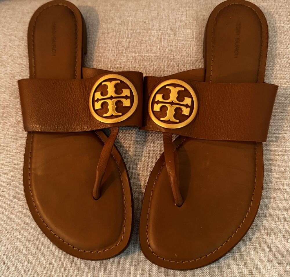 Tory Burch Benton Band Flat Sandal Tan Size 10